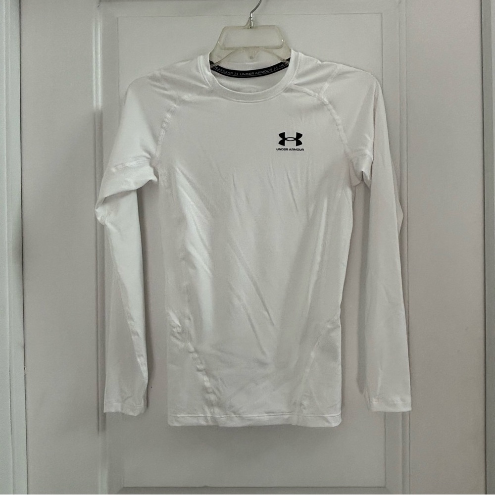 Under Armour Men's HeatGear Compression Shirt White Long Sleeve